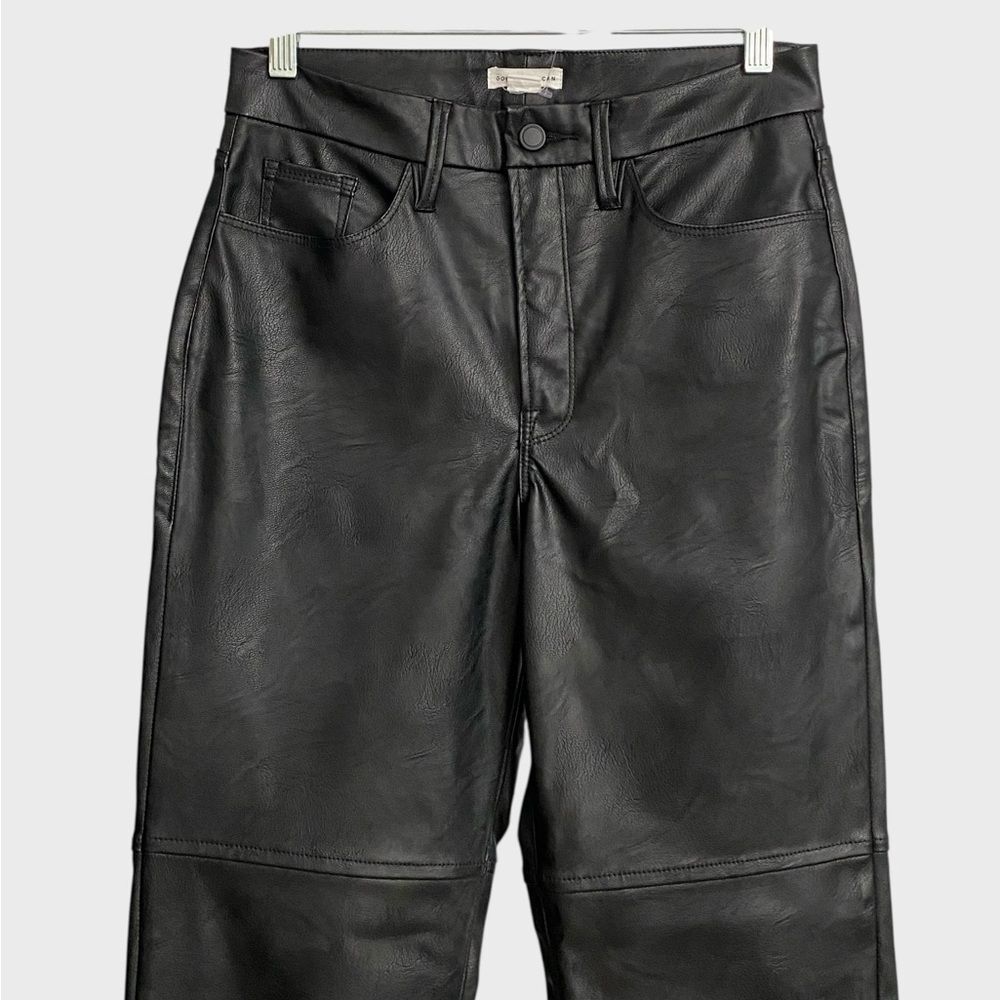 Good American Good Boy Faux Leather Pants Women's Size 6 Black Straight Leg - Picture 5 of 16